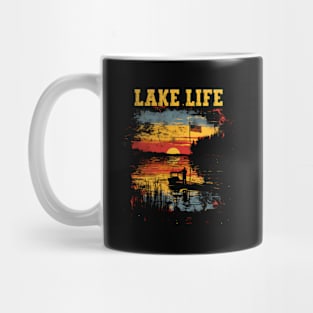 Lake Life Fisher American Flag Bass Fishing Boat Mug